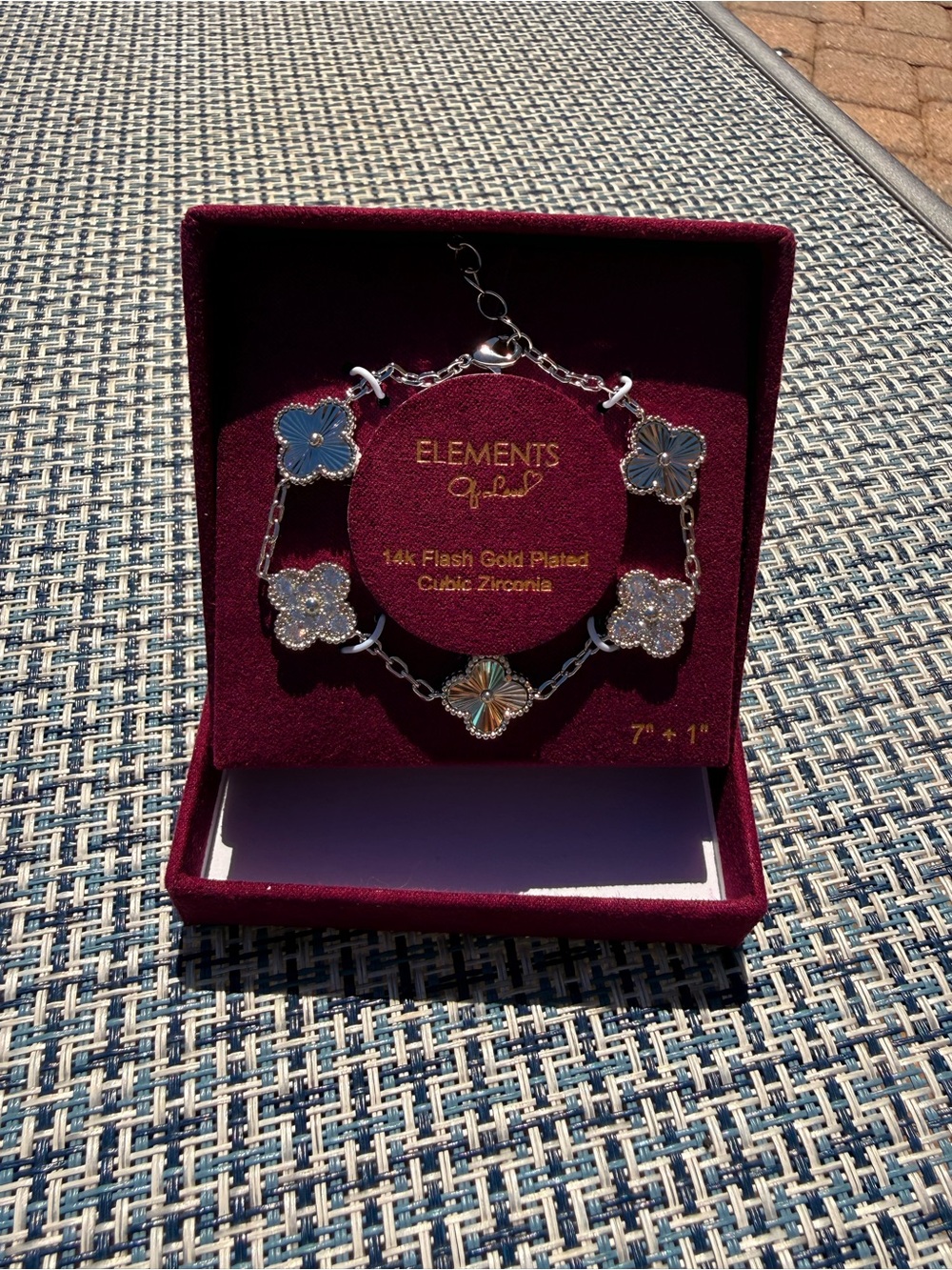 Element Silver-Tone Clover Bracelet with Sparkling Accents